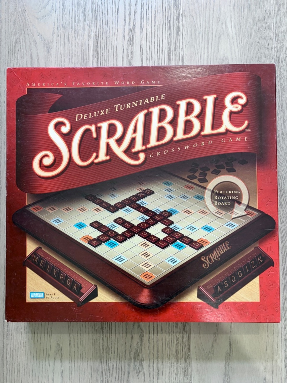 Scrabble, Deluxe Edition, Vintage 1999 Board Game Rotating Board, Nice Condition